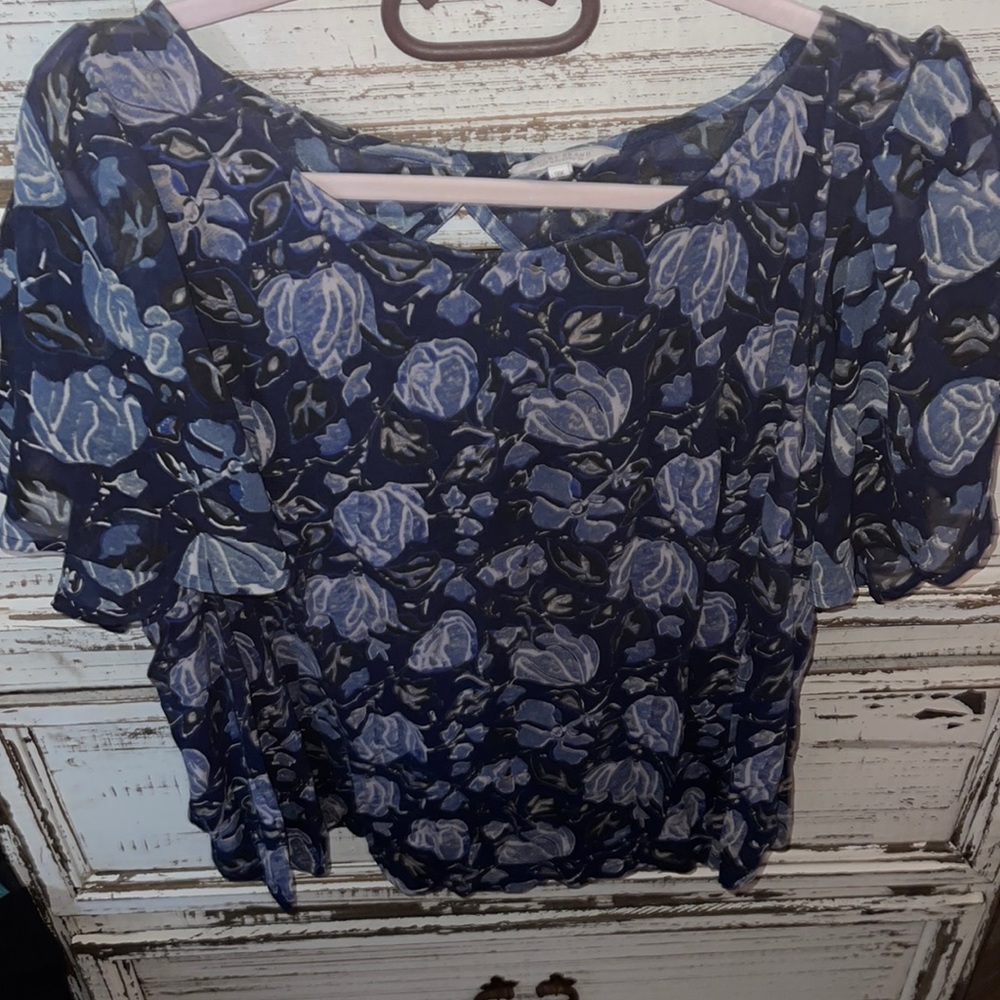 NWOT lucky brand blue flower printed blouse size 3x back is open cute 🥰
